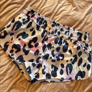 DSG Women's Leopard Print Athletic Shorts - Blue, lavender, and pink